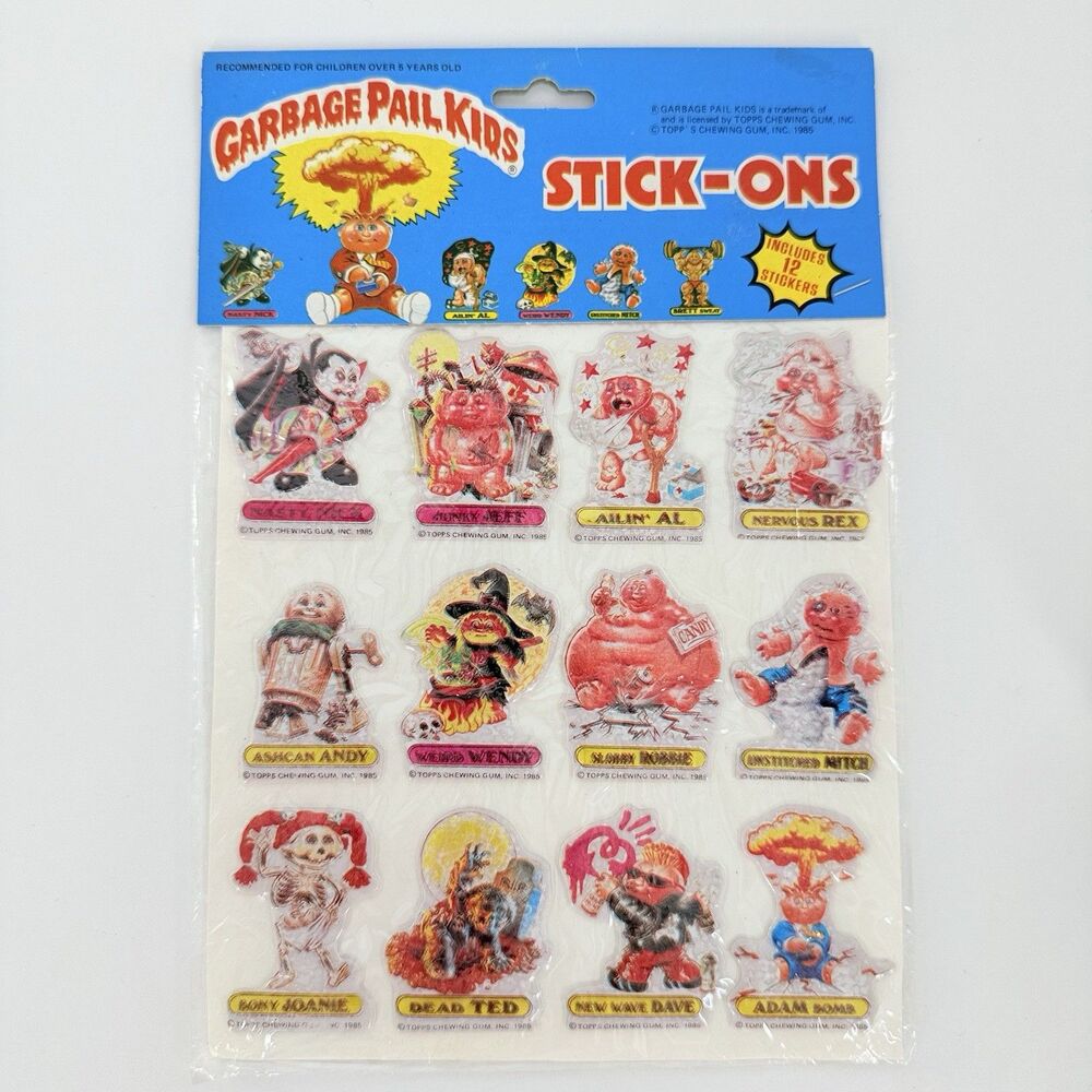 1986 Garbage Pail Kids Stick Ons 12 Original in Sealed Package Stickers